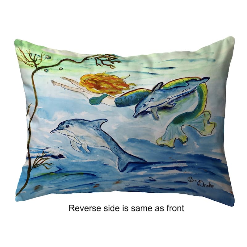 Mermaid and Dolphins Noncorded Pillow