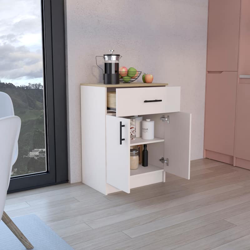 Mayorca Multistorage Pantry Cabinet, One Drawer, Two Interior Shelves Ivory - Natural Oak - Light Brown