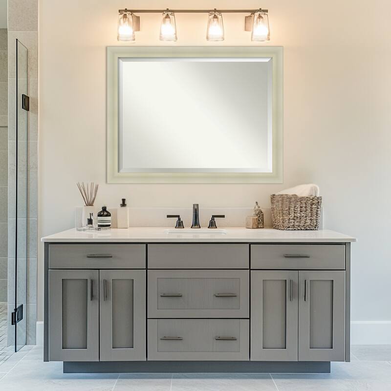 Oliver Beveled Wood Framed Bathroom Vanity Wall Mirror
