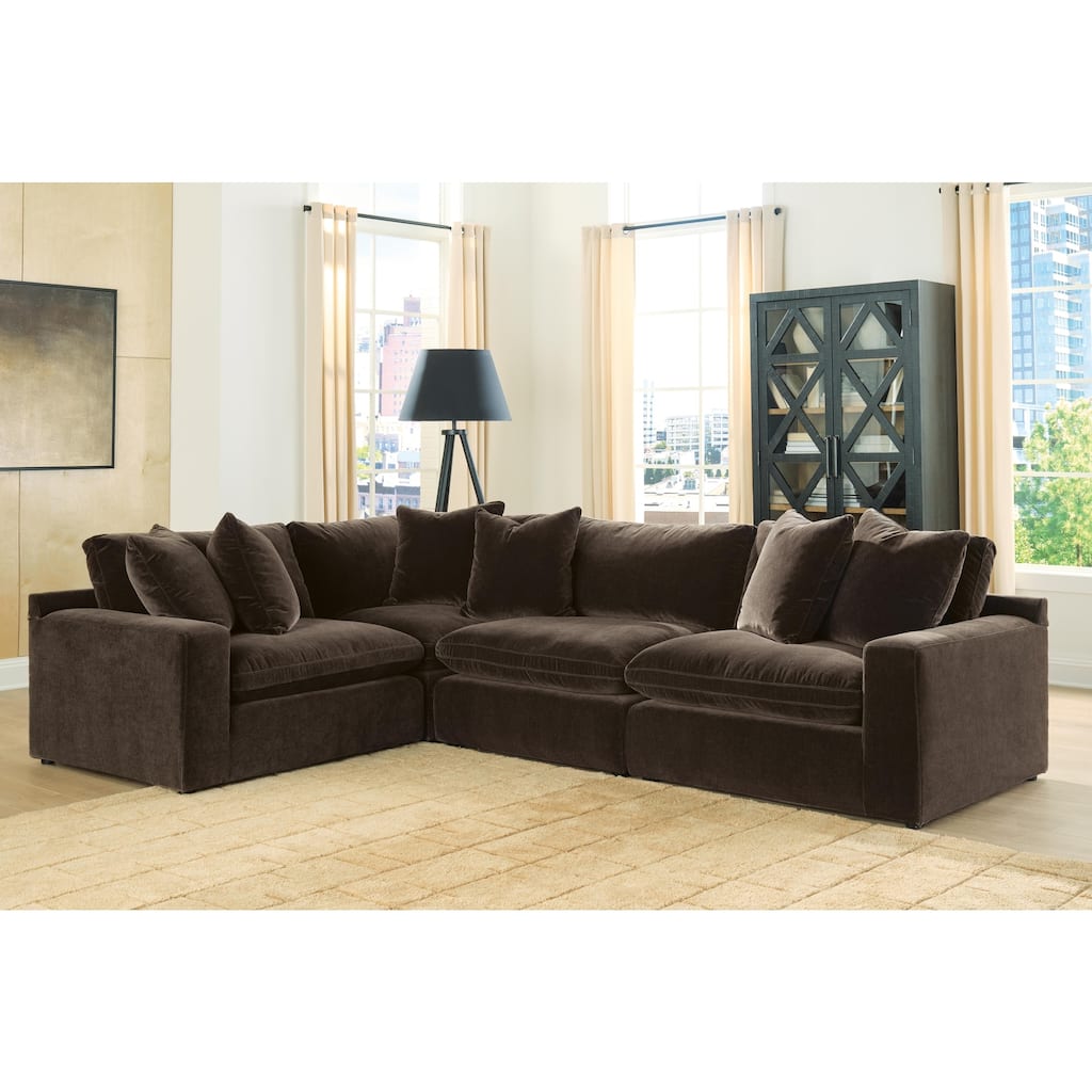Signature Design by Ashley Maxton Heights Dark Brown 4-Piece Sectional - 133" W x 92" D x 38" H