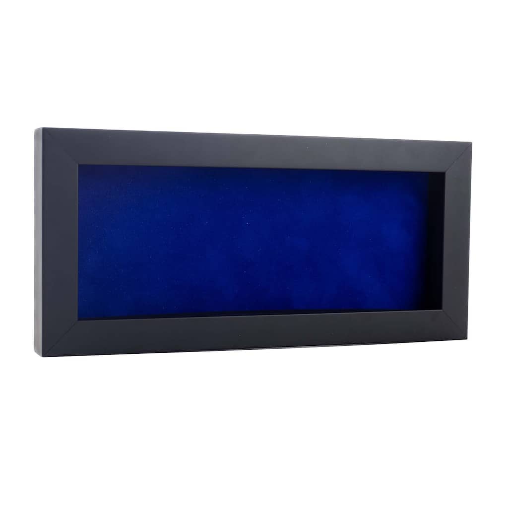 12x24 Shadow Box Frame Black Wood | With a 3/4" Usable Display Depth | Includes a Royal Blue Real Suede Texture Acid-Free