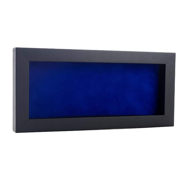 14x22 Shadow Box Frame Black Wood | With a 3/4" Usable Display Depth | Includes a Royal Blue Real Suede Texture Acid-Free - Holds 14x22 Photo