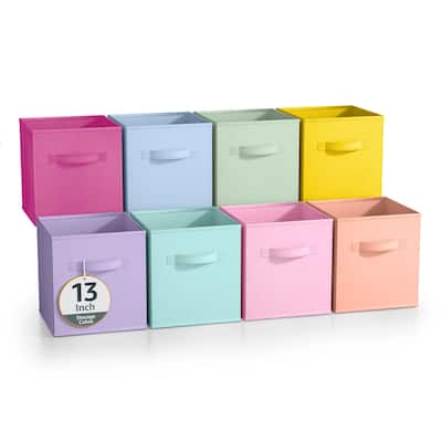 Sorbus Fabric Storage Bins 13" Foldable Cubes Multicolored With Handles For Pantry, Cubbies, Toy And Closet Organization- 8Pk