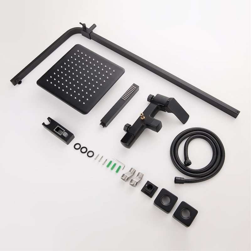 Exposed Wall-Mounted Shower System with tub spout and rough-in Valve