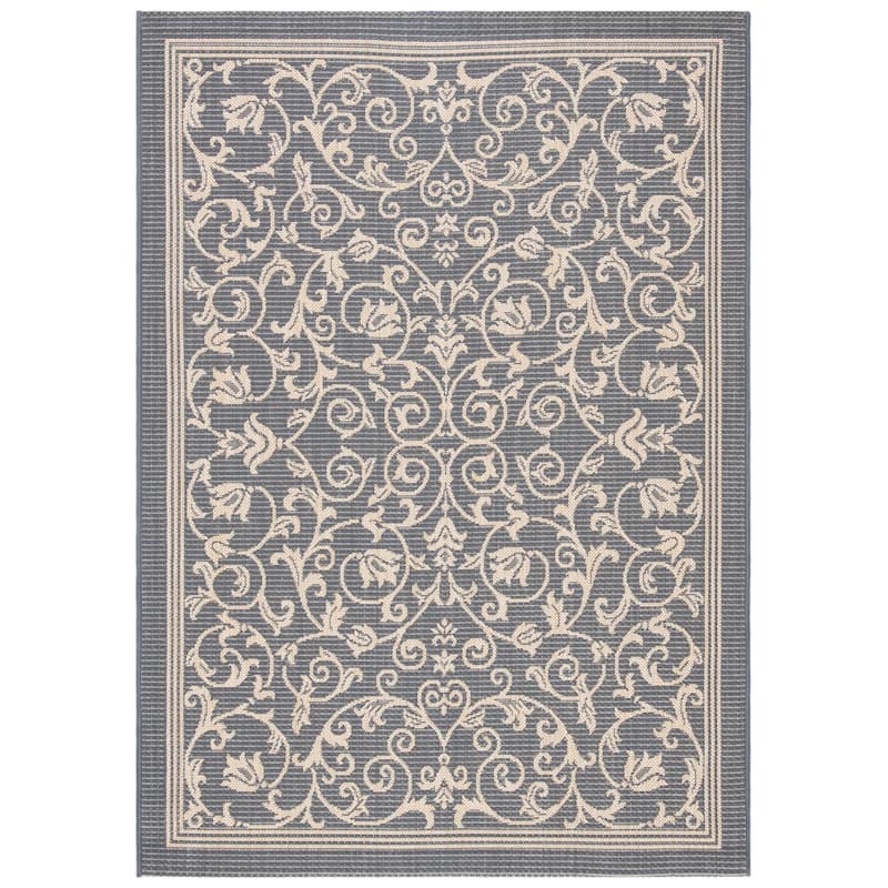 SAFAVIEH Courtyard Clarine Indoor/ Outdoor Waterproof Patio Backyard Rug - 2' x 3'7" - Grey/Natural