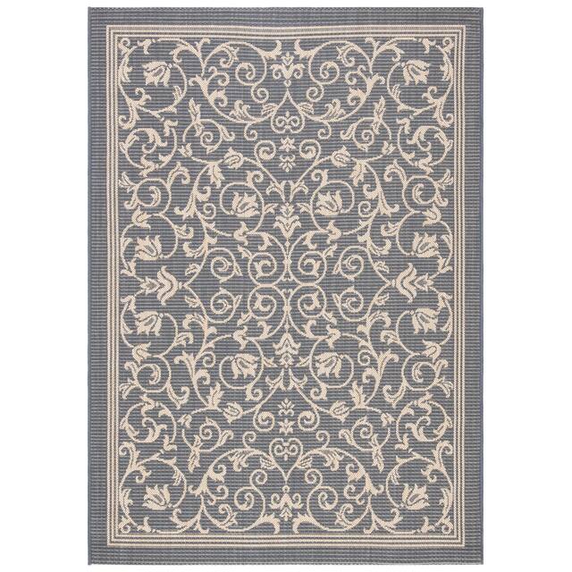 SAFAVIEH Courtyard Clarine Indoor/ Outdoor Waterproof Patio Backyard Rug - 2' x 3'7" - Grey/Natural