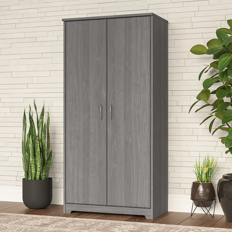 Cabot Tall Storage Cabinet with Doors by Bush Furniture - Modern Gray