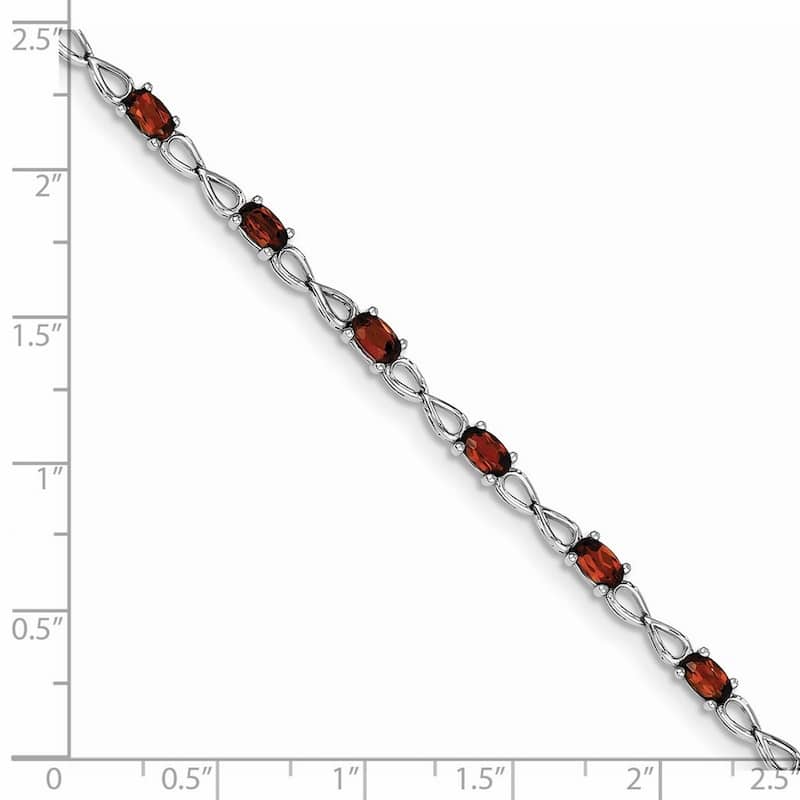 Curata 925 Sterling Silver Polished Open back Lobster Claw Closure Garnet Bracelet