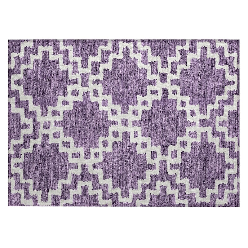 Machine Washable Indoor/ Outdoor Chantille Trellis Geo Rug