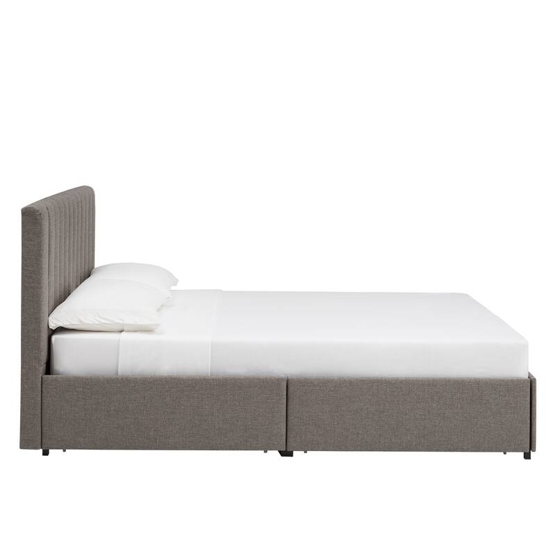 Arlert Grey Linen 4-drawer Storage Platform Bed by iNSPIRE Q Modern