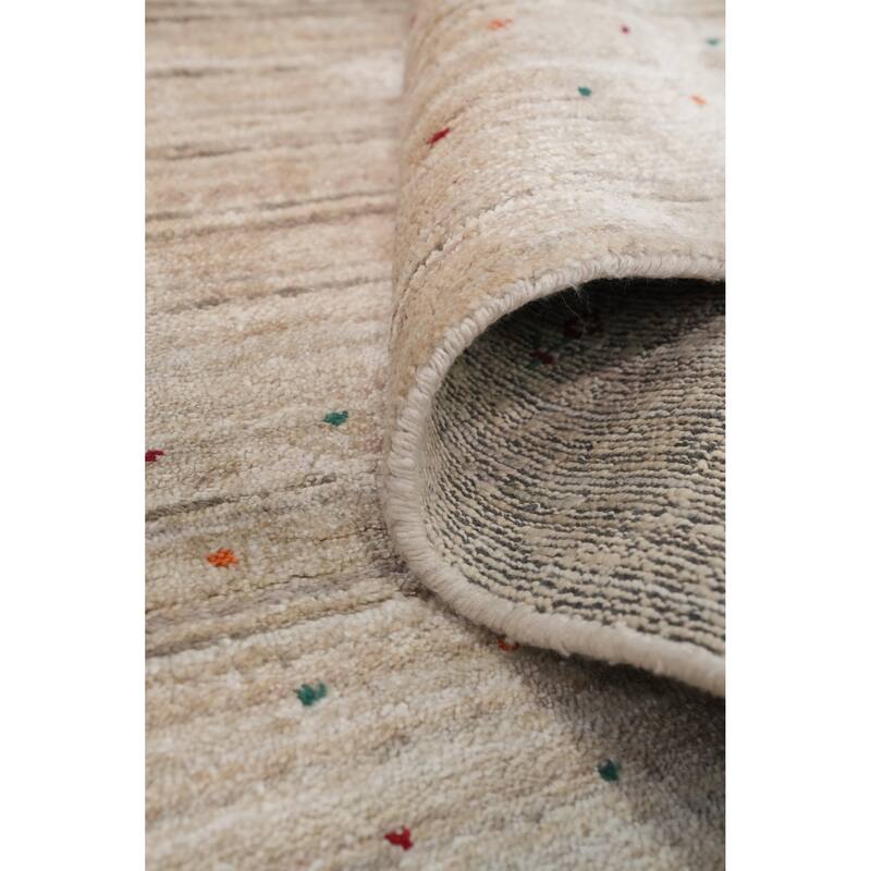 Hand Knotted Oriental Viscose Silk Carpet Tribal Animal Pictorial Beige & Ivories Gabbeh Area Rug - 11' 7'' X 8' 10''