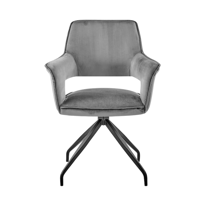 Dining Room Accent Chair in Velvet with Black Finish