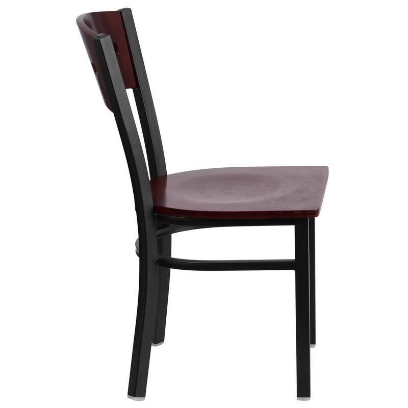 2 Pk. Decorative 4 Square Back Metal Restaurant Chair - 17"W x 21"D x 32"H - 17"W x 21"D x 32"H