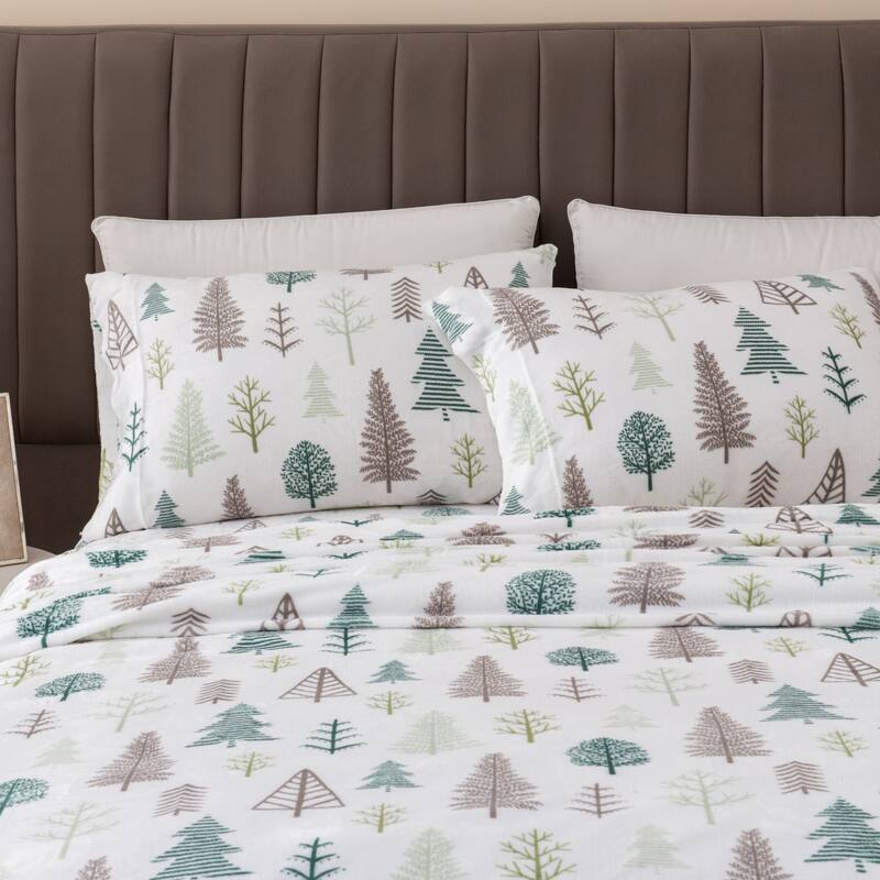 Great Bay Home Extra Soft Cozy Velvet Plush Printed Bed Sheet Set