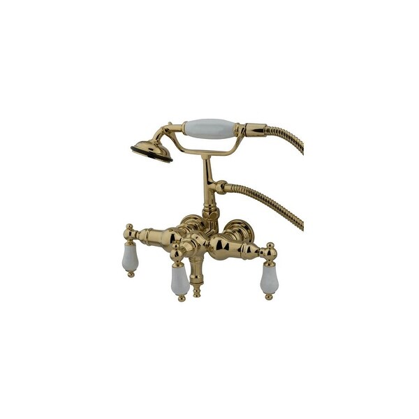 Elements Of Design DT0192PL Triple Handle Wall Mounted Clawfoot Tub Filler with 3-3/8" Center, Personal Hand Shower and