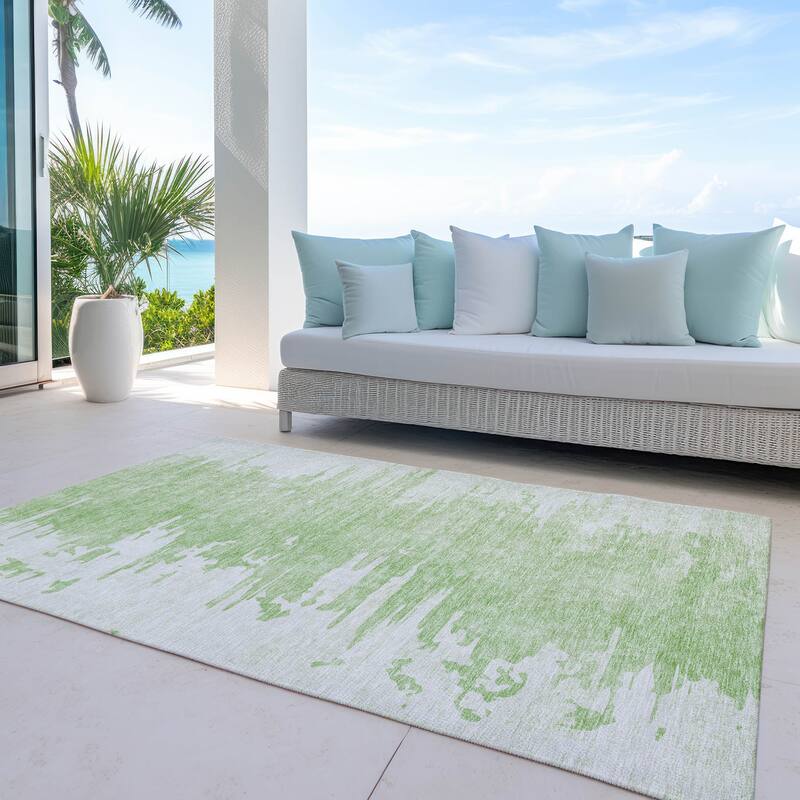 Machine Washable Indoor/ Outdoor Chantille Abstract Ombre Rug