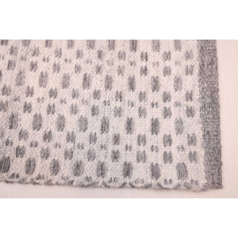 ECARPETGALLERY Flat-Weave Nevada Silver Wool Kilim - 5'3 x 7'6