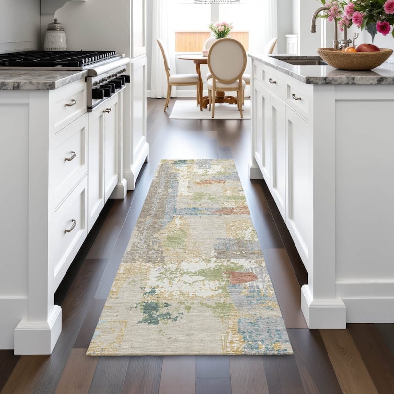 Machine Washable Indoor/Outdoor Casual Contemporary Chantille Rug