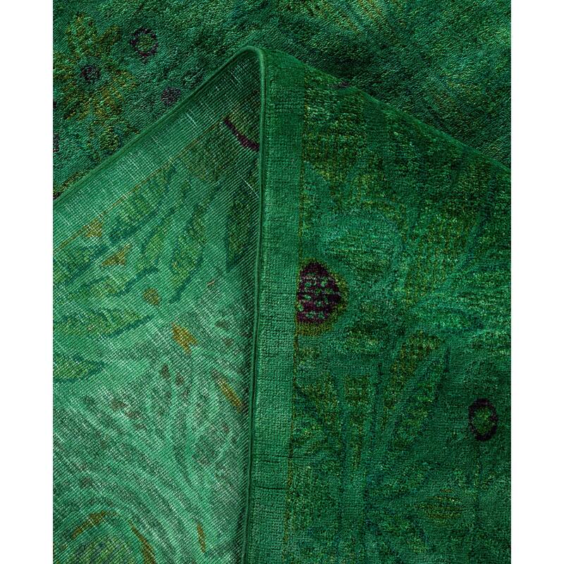 Overdyed One-of-a-Kind Hand-Knotted Area Rug - Green - 9' 0" x 11' 5"