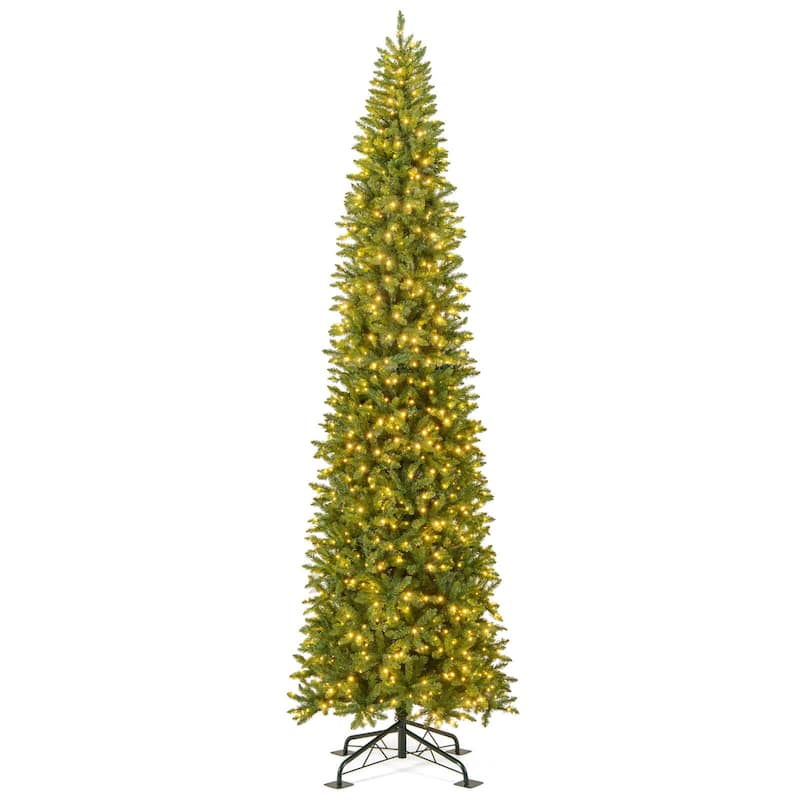 Costway 12 FT Pre-Lit Artificial Christmas Tree with 2840 Branch Tips - Green - See Details - Green - 12 Foot