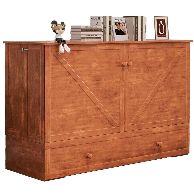 Mixoy Murphy Bed,Cabinet Chest Bed with Charging Station&Storage