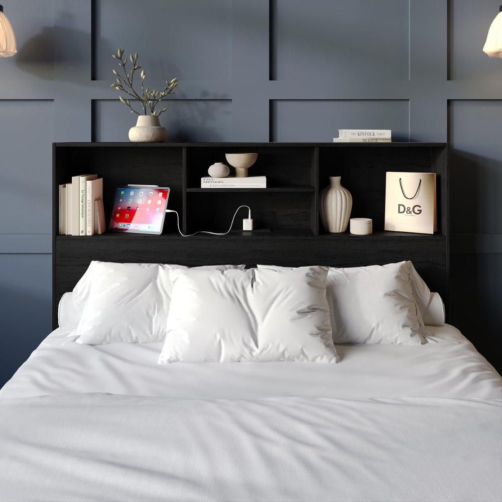 Clayfell Pomona Freestanding Storage Headboard with Shelving