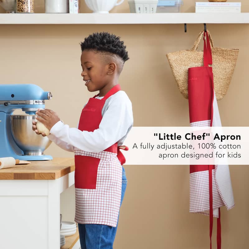 KITCHENAID Gourmet Series Gridlines Little Chef Apron, Water & Stain Resistant