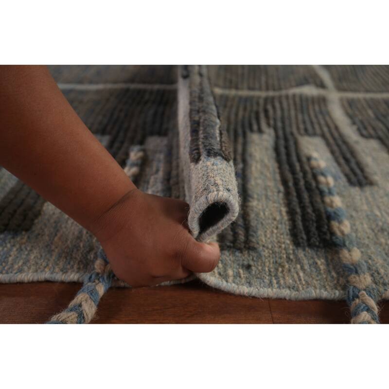 Earth Tone Moroccan Area Rug Handmade Wool Carpet - 7'11"x 12'2"