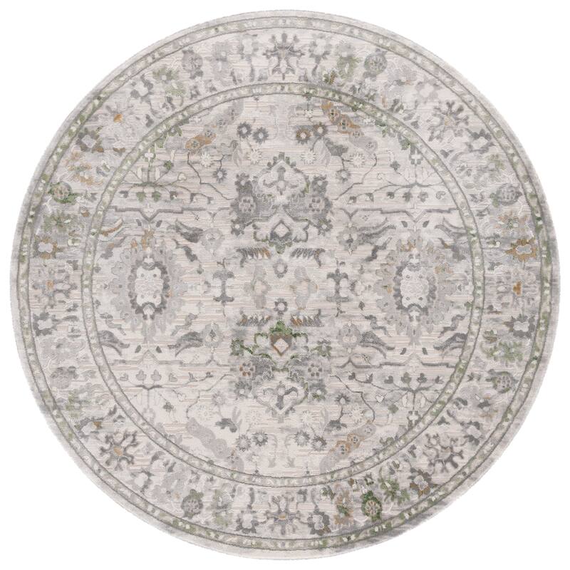 SAFAVIEH Prestige Rozella Contemporary Rug - 6'7" Round - Ivory/Grey