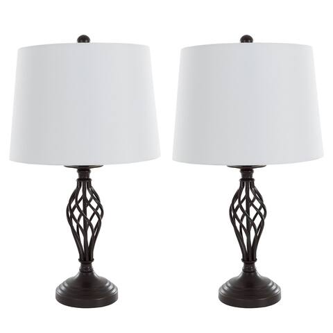 Set of 2 Oil-Rubbed Spiral Table Lamps with Shades (Bronze)