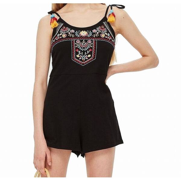 Topshop Black Womens Size 12 Embroidered Tassel Jersey Knit Romper Overstock 27789321 Calitate, pret accesibil, si livrare la domiciliu in toata tara. overstock com