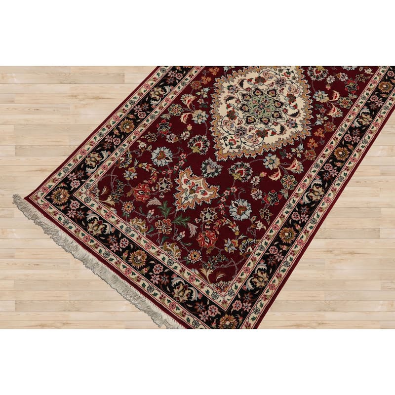 2'8''x10'2'' Runner Hand Knotted Wool Maroon Traditional 300 KPSI Rug - 2' 8'' x 10' 2''
