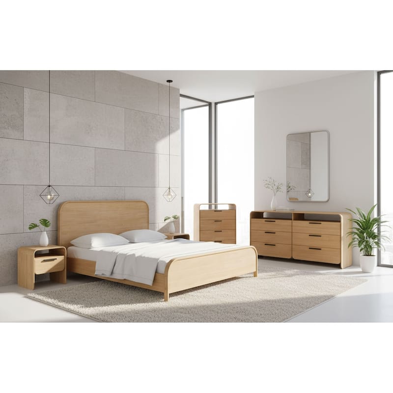 Modrest Dresden Modern Natural Acacia 1-Drawer Nightstand