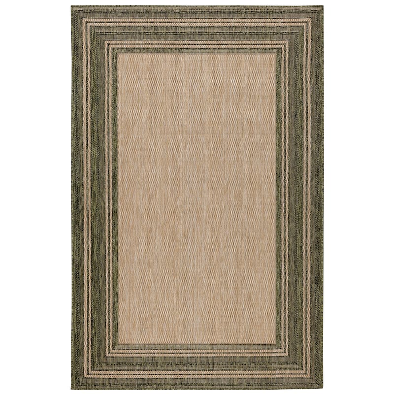 Liora Manne Carmel Multi Border Indoor/ Outdoor Area Rug - 3'3" x 4'11" - Green