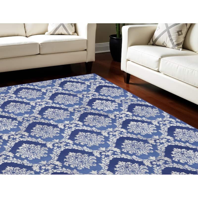 Comiw Power Loomed Distressed Non Skid Stain Resistant Area Rug By HomeRoots - 120' X '84' X '0.39 - 120' X '84' X '0.39 - Oxford Blue - Rectangle