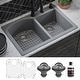 preview thumbnail 20 of 19, Karran Drop-In Quartz 33 in. 1-Hole 60/40 Double Bowl Kitchen Sink Kit