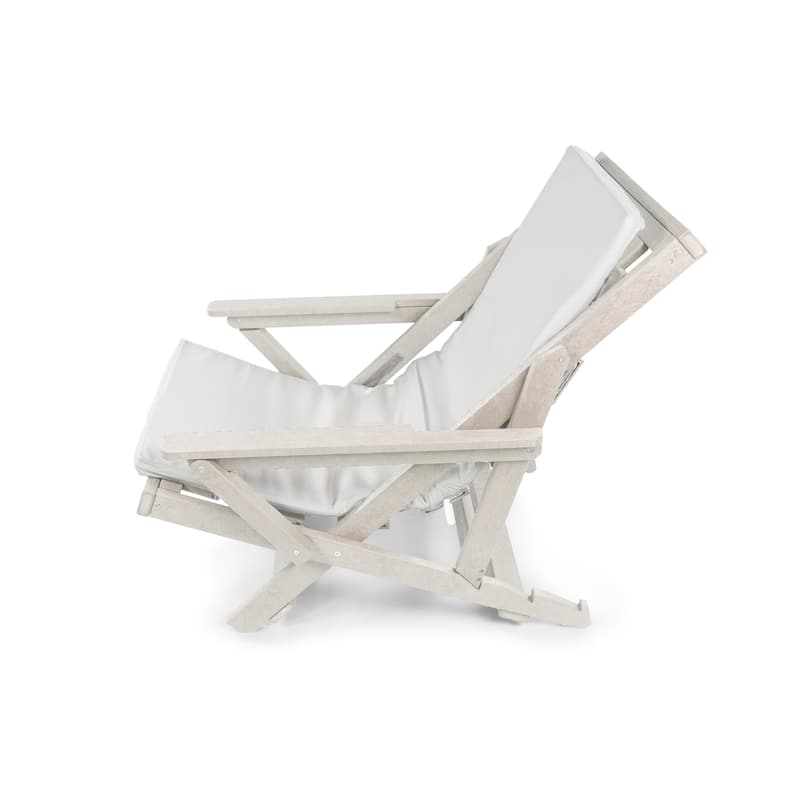 Aspen Fully Assembled All-Weather Outdoor Folding Lounge Chair and Table Set - 3-piece