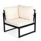 preview thumbnail 7 of 11, Industrial Acacia Wood & Iron 4-Piece Outdoor Sectional Sofa Set with Table