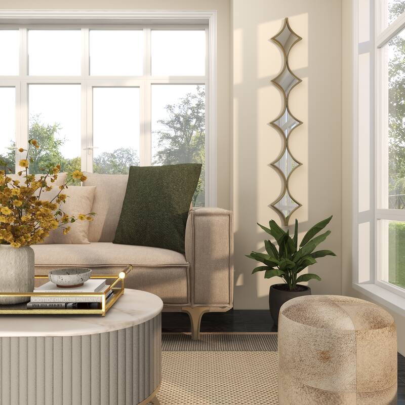 Metal Slim Stacked Chain 5 Layer Wall Mirror with Various Pattern and Foil Detailing - Silver, Gold, or Black