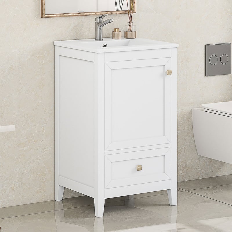 20" Bathroom Vanity with Sink – Soft-Closing Door Cabinet Featuring Storage Rack and Drawer‌ - 20"L x 18.3"W x 34"H
