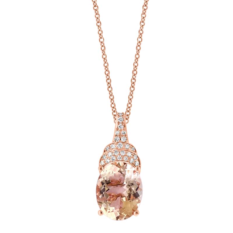 EFFY 14K Gold Diamond Morganite Pendant Necklace