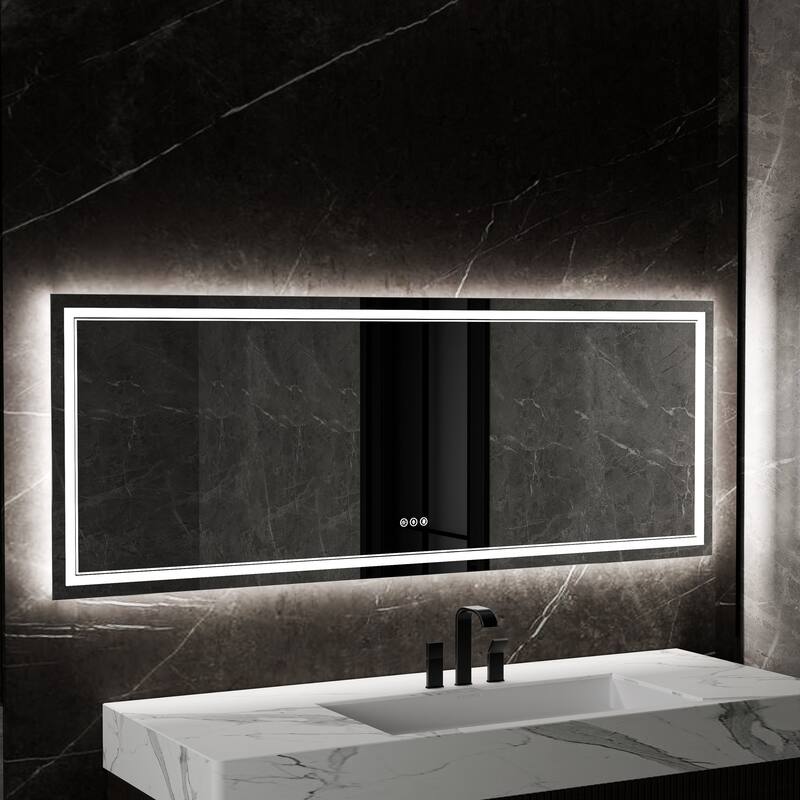 Modland Frameless LED Bathroom Mirror Backlit and Front Light Dimmable