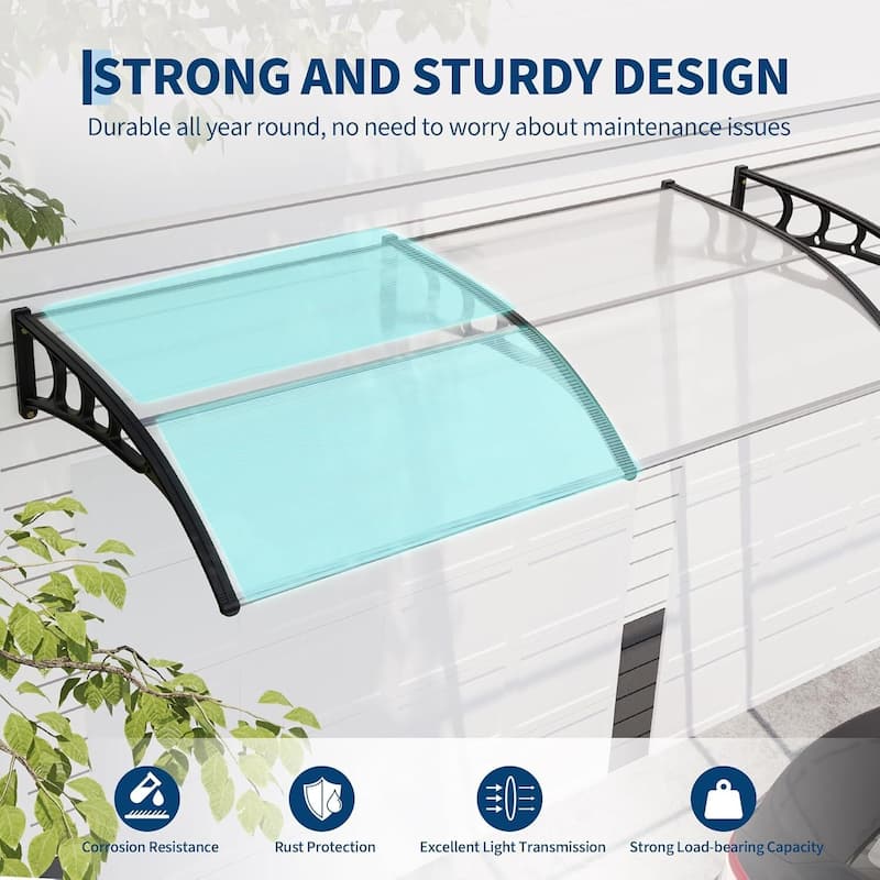 40"x80" Window Awning Canopy Exterior, Polycarbonate Cover, for Door Entrance - N/A