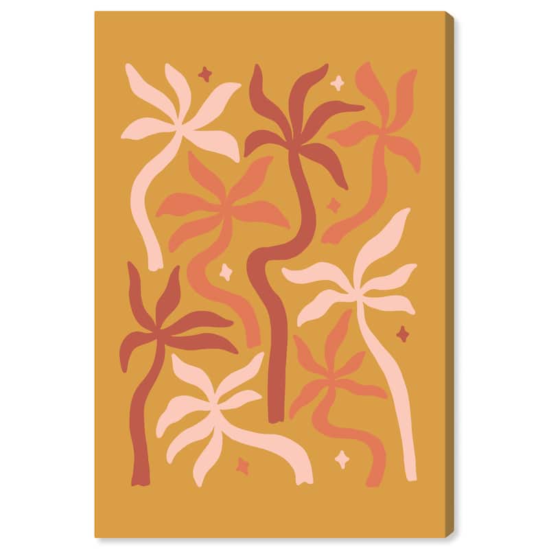 Wynwood Studio Canvas Floral and Botanical Palm Trees in Star Season Brown and Ochre Modern & Contemporary Wall Art Canvas Print