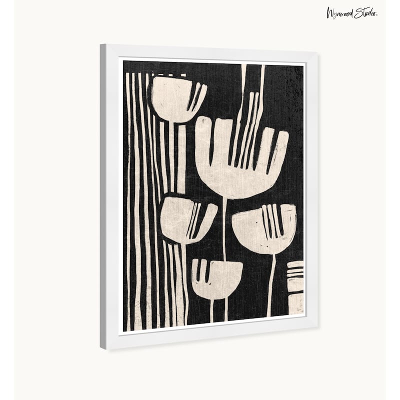 Wynwood Studio Noir Lillies Framed Boho Minimalist Abstract Prints