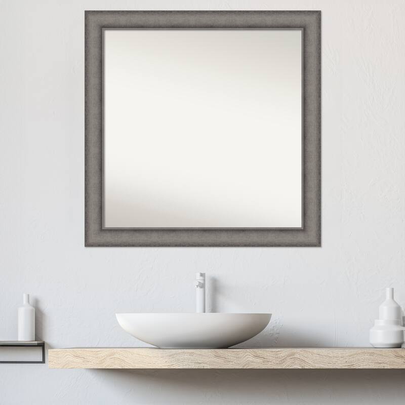 Burnished Concrete Non-Beveled Wood Framed Bathroom Vanity Wall Mirror - Burnished Concrete