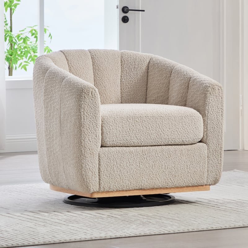 32.3" W Modern Swivel Accent Chair,Chenille Single Sofa Seating - Wheat