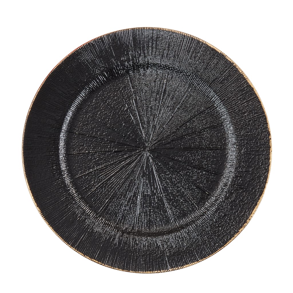 Textured Decorative Charger Plates (Set of 4) - Round Table Chargers for Dining & Entertaining, 13"
