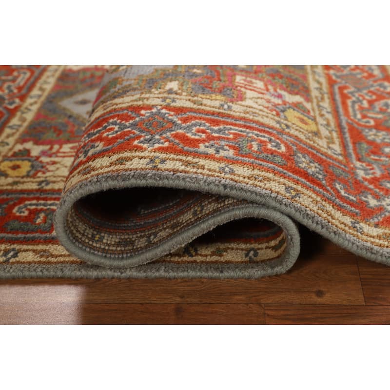 Hand Knotted Oriental 100% Wool Carpet Traditional Medallion Greys & Charcoal Heriz (serapi) Area Rug - 4' 11'' X 3' 0''