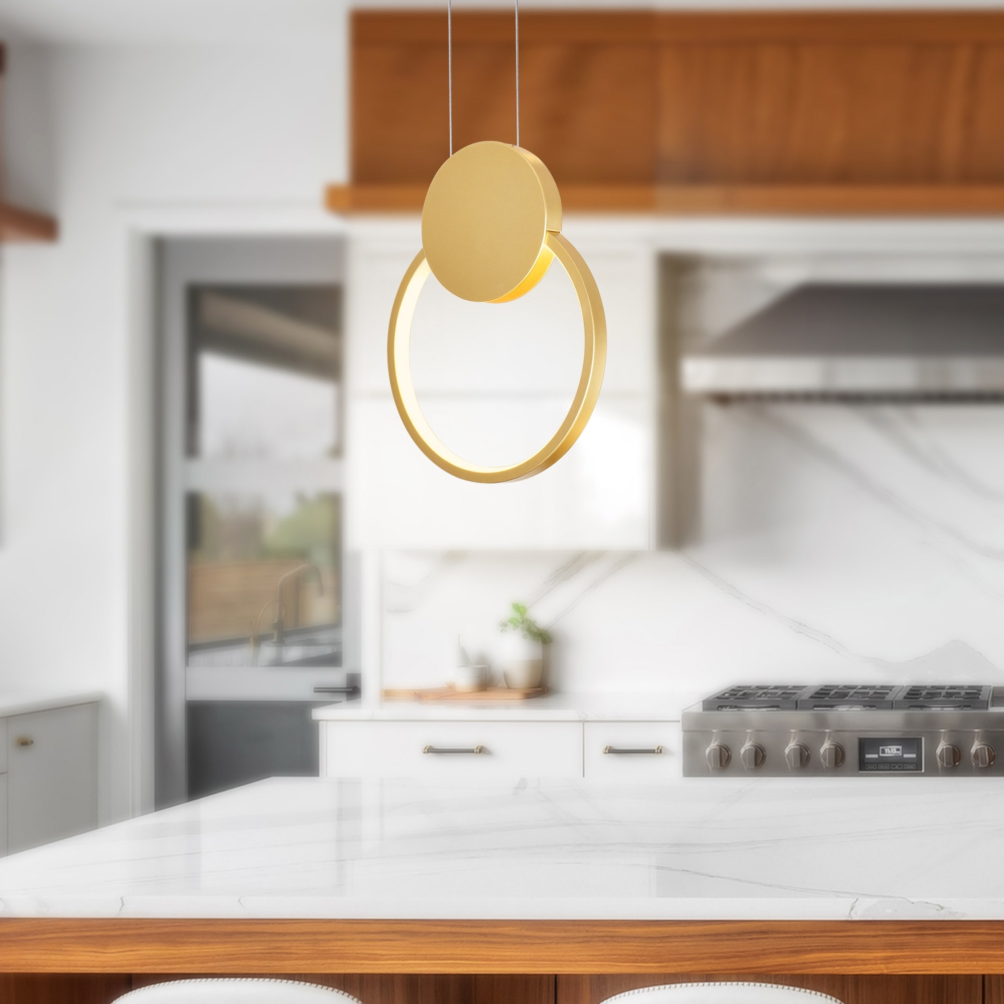 CWI Lighting Pulley Integrated LED 8in Satin Gold Mini Pendant - Satin Gold